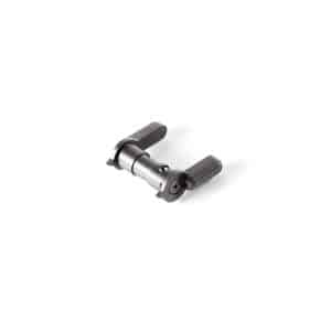 Metal cam lock with a black ribbed lever, a compact securing mechanism component