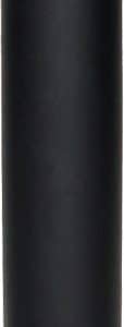 Black insulated stainless steel thermos with a screw-on lid and textured base grip