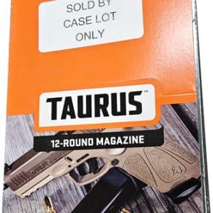 Orange Taurus G3C Series 12-round magazine box with a white 'Sold by Case Lot Only' label and a pistol image with bullets nearby