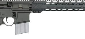 AR-15 style semi-automatic rifle with collapsible stock, pistol grip, long handguard, and a detachable magazine.