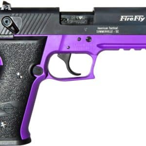 Purple and black semi-automatic pistol-style paintball marker with FireFly branding and textured grip