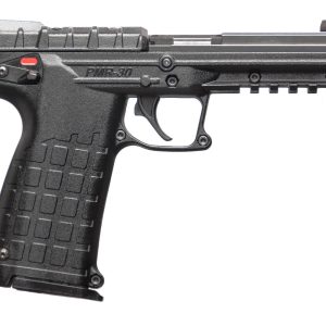 Side view of a black PMR-30 semi-automatic pistol with a textured grip and front sight, shown in profile.