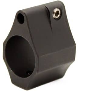 Black plastic clamp with a circular hole for a rod and a small screw on top for tightening.