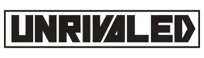 Bold UNRIVALLED wordmark inside a rectangular black border, as a logo