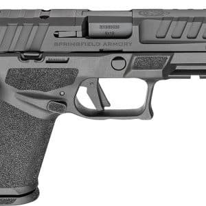 Side view of a Springfield Armory 9x19 semi-automatic pistol with a textured grip and accessory rail