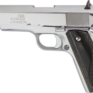 IVER JOHNSON 1911A1 45ACP 5" - FS 8RD CHROME BLACK WOOD GRIP