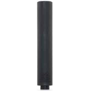 Black cylindrical suppressor-style accessory standing upright on a white background.