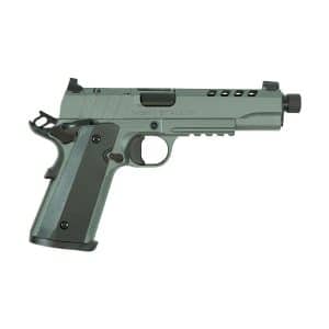 Semi-automatic pistol with a green-gray finish, marked 'Night Stalker' on the slide, shown in profile against a white background.