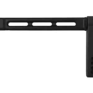 Black SIG rifle stock brace with a slotted rail, shown in profile.