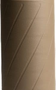 Brown plastic bottle with a black screw cap, plain side view.