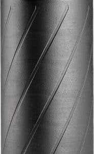 Dark gray plastic squeeze bottle with diagonal decorative grooves and a screw-on cap.