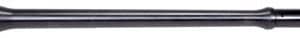 Long black rifle barrel with a suppressor attached, featuring a small skull sticker near the left end
