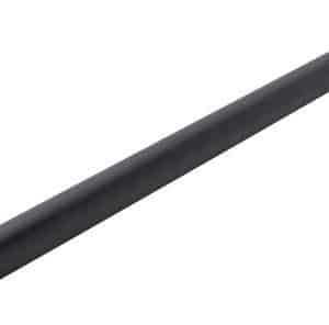 Long black cylindrical rod with end fittings on both ends against a white background.