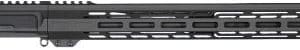 Long black rifle upper with free-floating M-LOK handguard and muzzle device shown in profile.