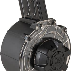Circular gear motor/encoder assembly with clear housing and black rotor, likely a rotary encoder component
