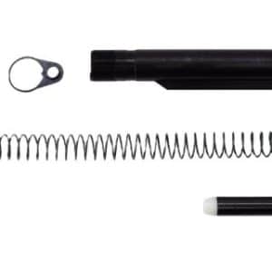 Exploded view of a marker’s internal parts: cap, inner barrel, long spring, and tip assembly.