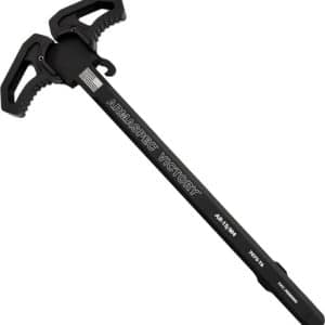 Black ice axe with dual pick heads and an ergonomic handle; shaft bears branding along its length (appears to read 'ARMASPEC VICTORY').
