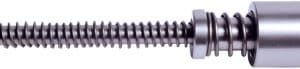 Metal lead screw with knurled connector and housing, a precision linear actuator component used for linear motion control.