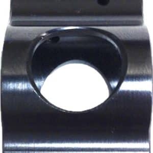 Metal clamp bracket with a central circular hole and three small holes along the bottom edge.