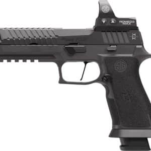 SIG Sauer P320 semi-automatic pistol with a mounted ROMEO3 MAX reflex sight and tactical rail on top surfaceï»¿