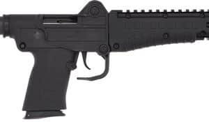 Black modular semi-automatic rifle with adjustable stock, pistol grip, and full-length quad-rail handguard.