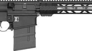 AR-style rifle with collapsible stock, pistol grip, detachable magazine and modular handguard