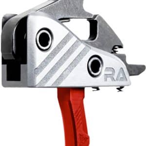 Close-up of a metal hand-crimping tool with red handle, used for crimping electrical connectors.