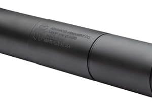Black cylindrical adapter with threaded end caps on both sides.