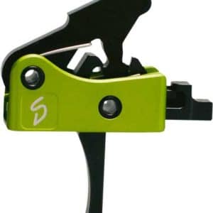 Close-up of a lime-green SRAM bicycle trigger shifter with a black lever.