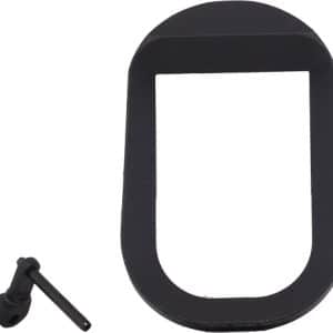 Oval black rubber gasket with a separate small rubber mounting peg, likely a seal or mount component.