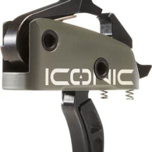 Front derailleur for a bicycle, olive body with clamp and spring, used to shift the chain between chainrings.