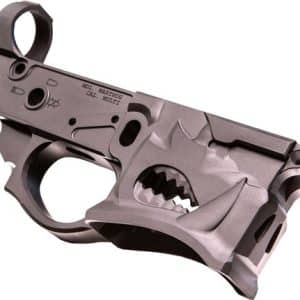 Gray pistol frame (lower receiver) with trigger guard and grip, shown from the side.