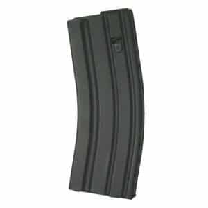 Curved metal rifle magazine (likely 30 rounds) for an AR-style firearm