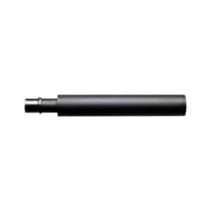 Black firearm suppressor (silencer) shown horizontally on white background