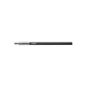 Black pen with a silver tip laid horizontally on a white background.