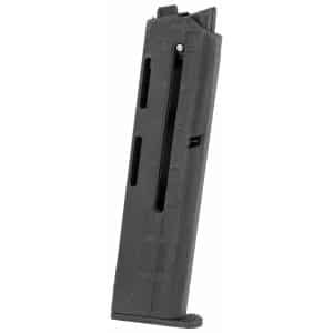 Pistol magazine standing upright, a detachable ammunition clip for a semi-automatic handgun