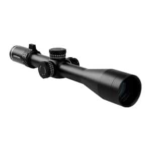 Black rifle scope with adjustable turrets and a large objective lens, branded RITON (rifle optics).