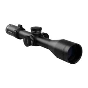 Black riflescope with multiple adjustment turrets and a large front objective lens (brand visible as Riton).