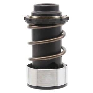 Vape coil assembly with a black plastic core, copper coil wrap, and a silver metal base on white background.