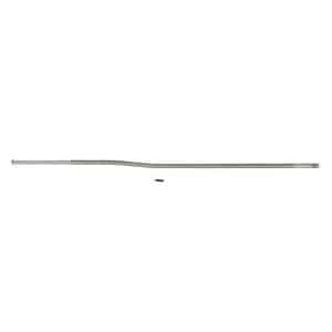 Long curved metal rod with end fittings lying horizontally on a white background, with a small black spacer nearby.
