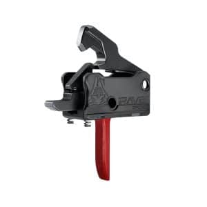Bicycle rear derailleur with a red shift lever and black body
