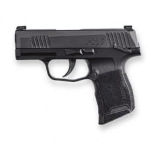 Side view of a black semi-automatic pistol photographed in profile from the left side.