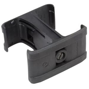 Close-up of a black plastic mounting clamp with a curved profile and visible screw slot, likely part of an accessory rail.