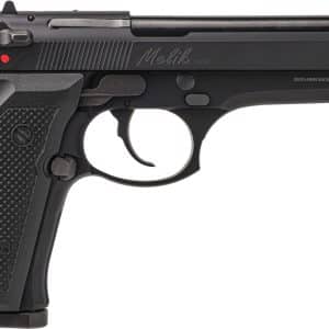 Left-side view of a black semi-automatic pistol with textured grip, trigger, and slide details; markings include 'Melik' and 'DERYA ARMS MADE IN TURKEY'.