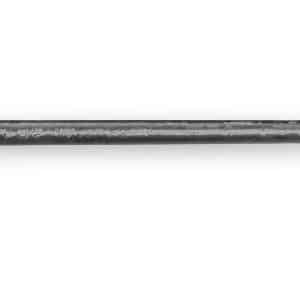 Long metal shaft with threaded ends on a white background.