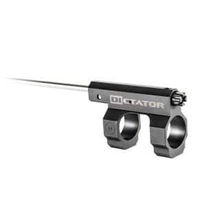 Two-ring scope mount labeled 'DICTATOR' with a long rail extending to the left.