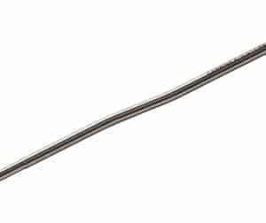 Long curved metal rod on a white background used as a plain object descriptor.