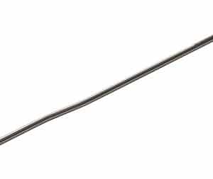Long stainless steel rod with a gentle bend and rounded ends on a white background.