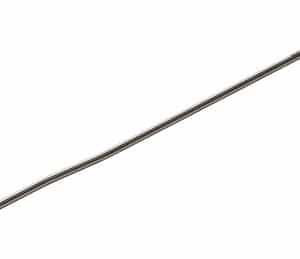 Long metal rod running diagonally across a white background with a slight bend in the middle.
