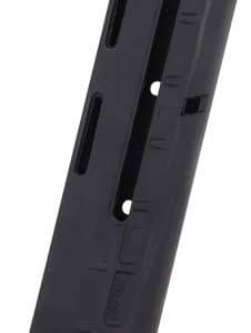 Black detachable pistol magazine shown at an angle (handgun ammunition magazine)